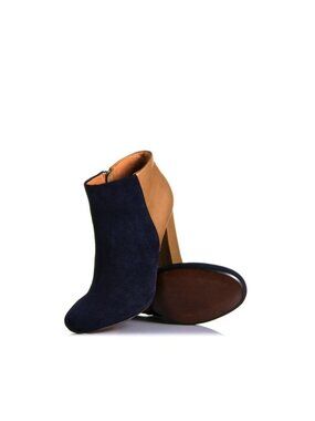 Joie Bright Fire Boot Navy Cognac Taupe Suede Leather Ankle Boots
